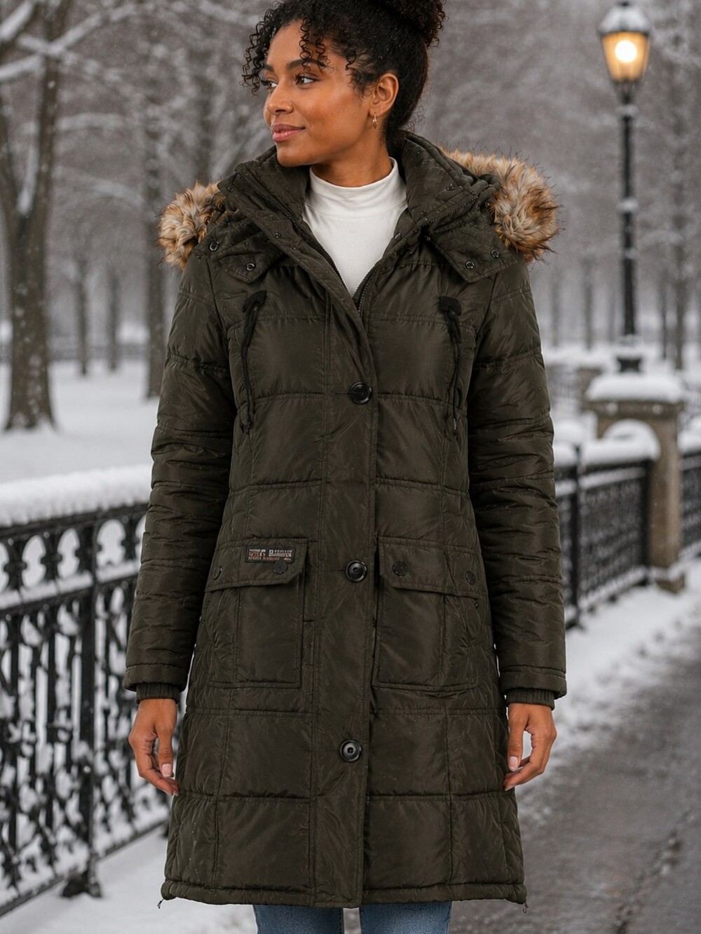 NWT Steve Madden Faux Fur Heavyweight Long Puffer Coat Size Large